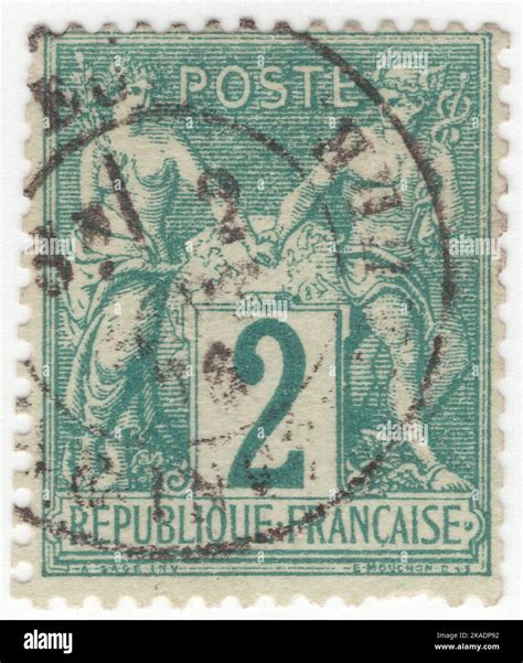 France An Centimes Green On Greenish Postage Stamp Depicting