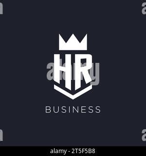 Initial Hr Logo Shield Crown Style Luxury Elegant Monogram Logo Design