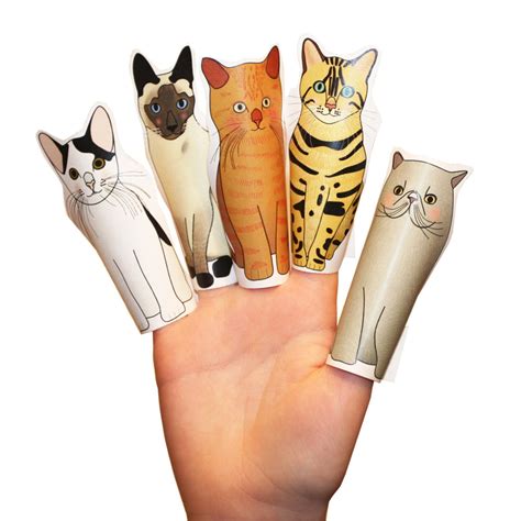 Printable Cat Finger Puppets Coloring Cat Finger Puppets Birthday Party