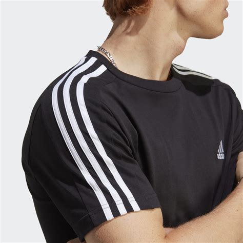 Mens Clothing Essentials Single Jersey 3 Stripes Tee Black