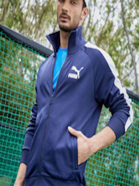 Buy Puma Men Navy Blue Iconic T7 Solid Track Sustainable Jacket