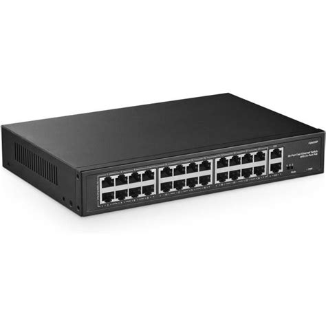 24 Port Poe Switch 10 100mbps Poe Ports 2 Gigabit Ethernet Uplink Ieee8023af At Max 300w