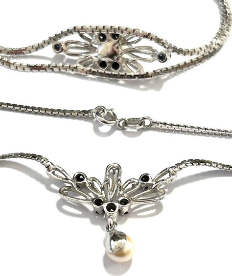 Set Collier Und Armband Perle Saphire 835er Silber MA Shops