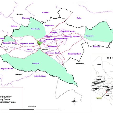 Map Of Nairobi City County Highlighting The Sub Counties That Were