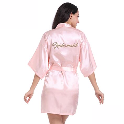 Gold Stamp Bridesmaid Silk Satin Wedding Bridesmaid Robe Sexy