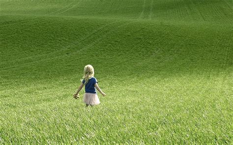 Grass Field Girl Stroll Child Hd Wallpaper Pxfuel