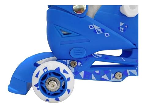 Patins Infantil Menino 3 Rodas Ajustável Inline Triline Azul