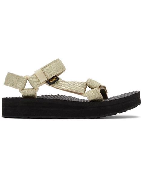 Teva Canvas Midform Universal Sandals in Metallic Champagne (Black) | Lyst