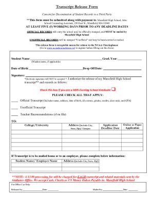 Fillable Online Transcript Release Form Sharpschool Fax Email Print