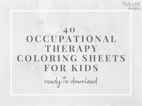 40 Occupational Therapy Kids Coloring Sheets Instant Digital Download