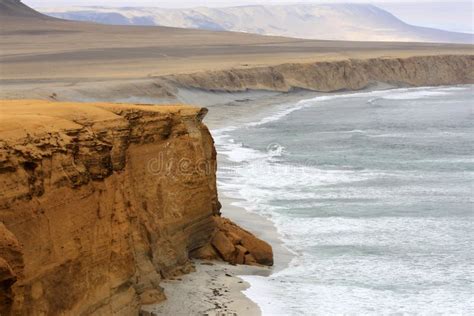 Cliff Coast Of Atacama Desert Near Paracas In Peru Stock Image Image