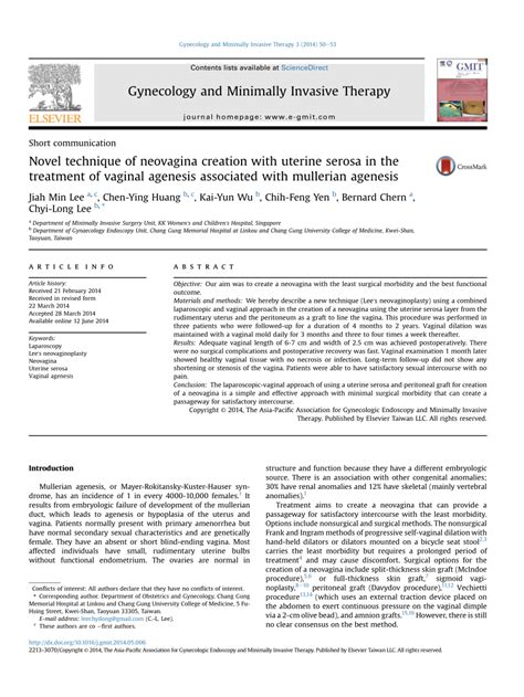 Pdf Novel Technique Of Neovagina Creation With Uterine Serosa In The