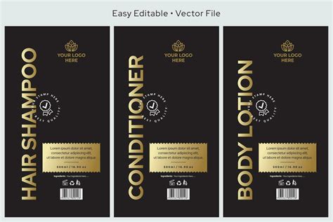 Shampoo Label Design Conditioner Label Design Body Lotion Label Design Skin Care Packaging