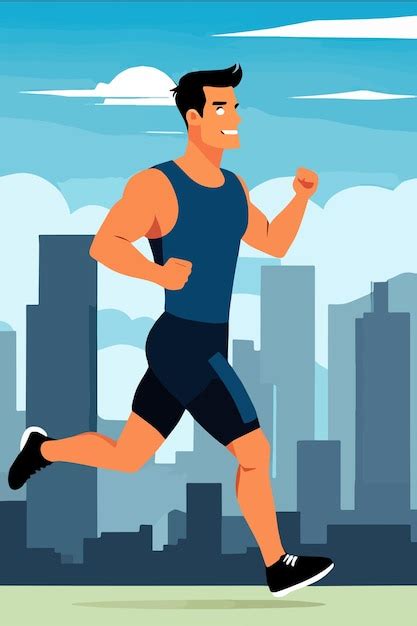 Jogging Homme Sur Le Sport En Plein Air Avec Vue Sur La Ville