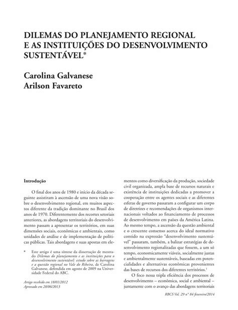 Pdf Dilemas Do Planejamento Regional E As Institui Es Do Bre O