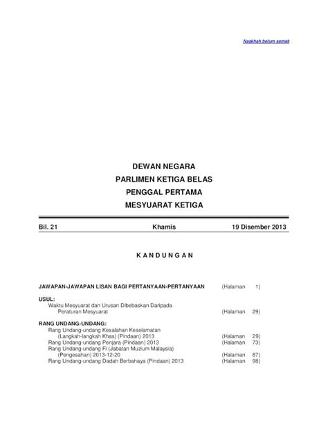 PDF DEWAN NEGARA PARLIMEN KETIGA BELAS PENGGAL Naskhah Belum