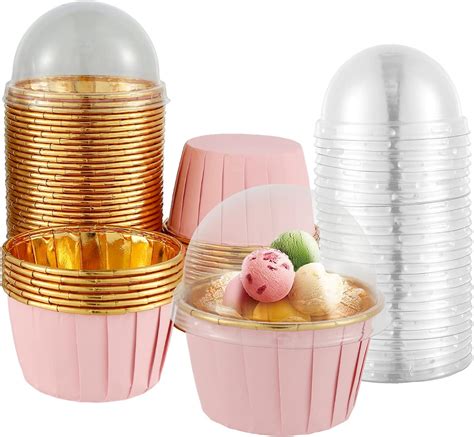 Amazon 50pcs Foil Cupcake Liners With Lids Heat Resistant 5 5oz