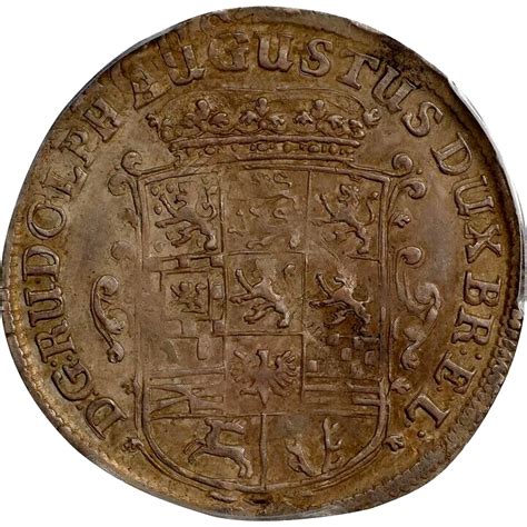 1684 German States Brunswick Wolfenbuttel Wildman 1 4 Taler PCGS AU 50