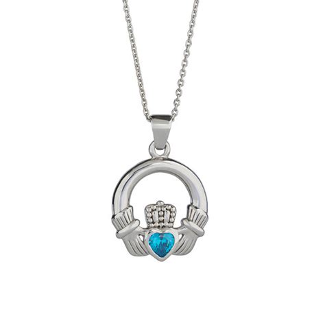 Sterling Silver December Birthstone Claddagh Necklace Celtic Necklace