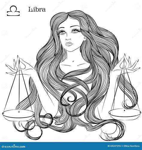 Astrological Sign Of Libra As A Beautiful Girl Stock Vector