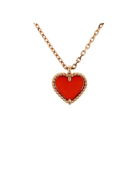 Van Cleef And Arpels 100 18k Rose Gold Sweet Alhambra Heart Pendant Necklace 18k Rose Gold And