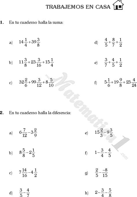 Operaciones Con Fracciones Ejemplos Y Ejercicios De MatemÁticas De Sexto Grado De Primaria O BÁsico