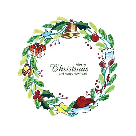 Beautiful decorative christmas wreath card design 4911430 Vector Art at Vecteezy