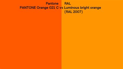 Pantone Orange C Vs Ral Luminous Bright Orange Ral Side By