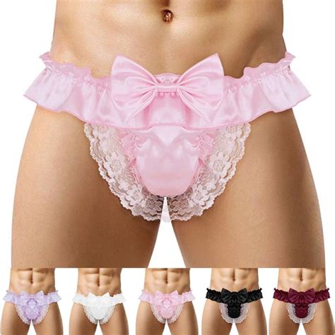 SISSY Hommes Lingerie Satin Culotte Bikini String Slip Sous