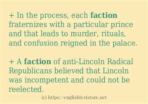 "faction" example in sentences - EnglishTestStore Blog