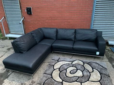 Absolutely Beautiful Black Leather Dfs Corner Sofa Delivery 🚚 Sofa