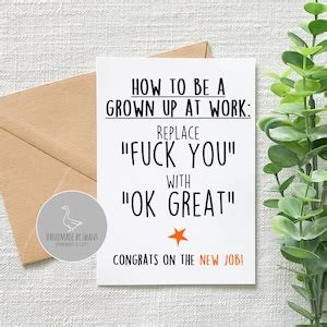 New Job Card Leaving Card Funny Greeting Card Colleague Funny