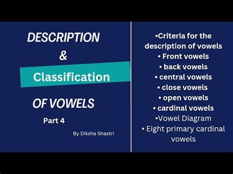 Description And Classification Of Vowels Meg 4 Block 3 A Unit 2