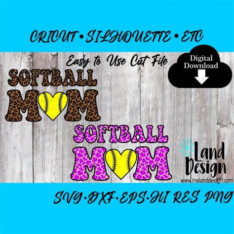 Softball Mom Svg Cheetah Leopard Print Pattern Heart Etsy