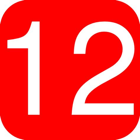 Red, Rounded, Square With Number 12 Clip Art at Clker.com - vector clip ...