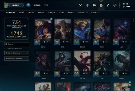 Conta Bronze Todos Os Champs E Skins Nivel League Of