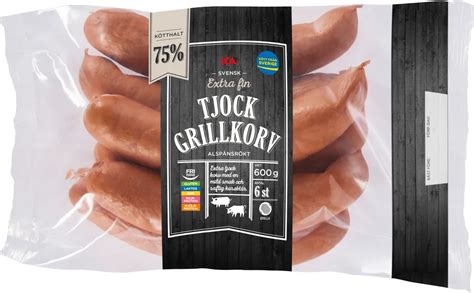 Grillkorv Extra Fin Tjock Korv Ica G J Mf R Pris Handla Via