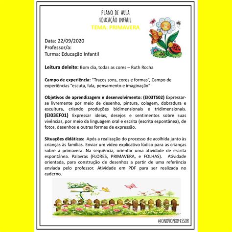 Plano De Aula Primavera Educação Infantil BRAINCP