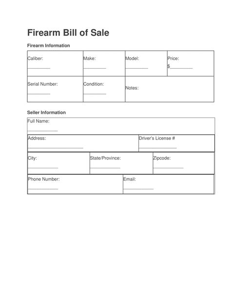 Free Printable Gun Bill Of Sale Templates Pdf Word