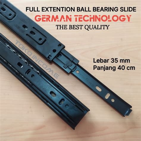 Jual Rel Laci 35 400 Mm Hitam Ball Bearing Full Extention Double