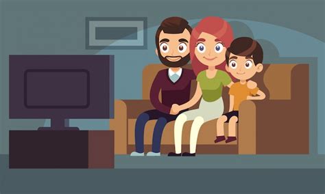 Familia Viendo Tv Familia Feliz Ver Televisi N Sala De Estar Sentado