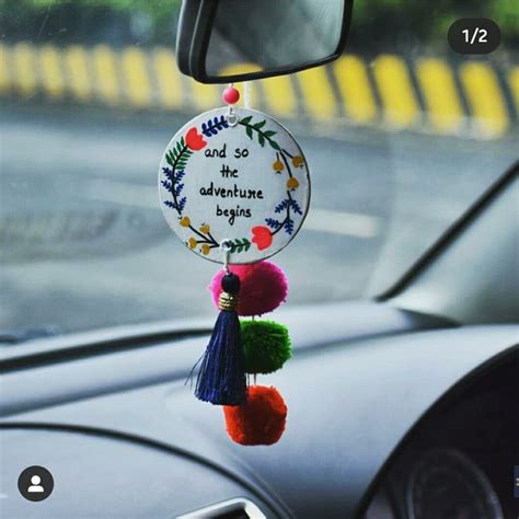 Handmade Car Hanging With Pompoms And Fragrance