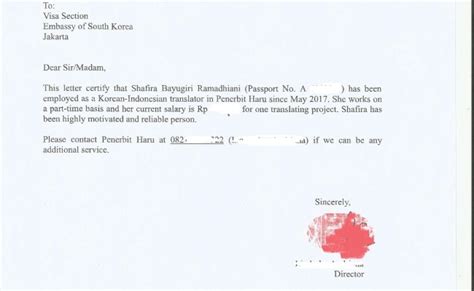 Contoh Statement Letter Untuk Visa Korea Sample Otosection