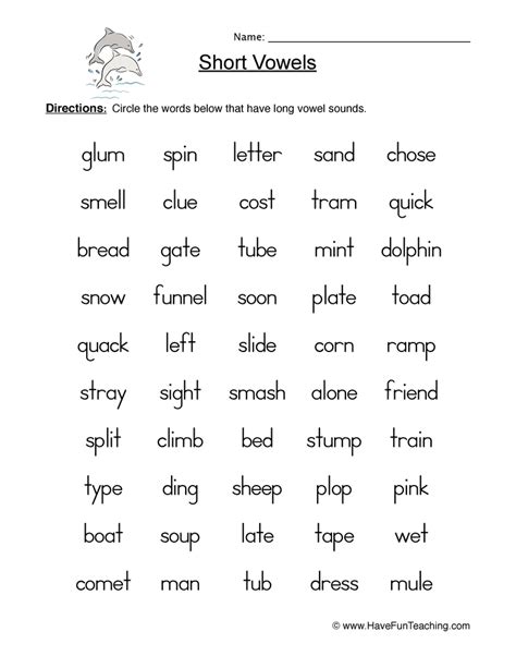 Worksheets For Short Vowels Sight Words List Sexiz Pix