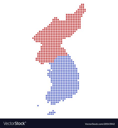 Dotted Pixel North And South Korea Map Royalty Free Vector