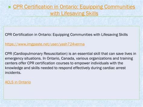 Ppt Cpr Certification In Ontario Equipping Communities With