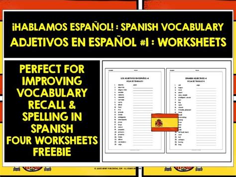 Spanish Adjectives Worksheets Freebie 1 Teaching Resources