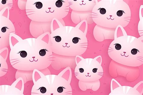 Premium AI Image | A cute pink meme cat cartoon pattern generative ai