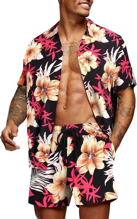 Coofandy Men S Hawaiian Matching Set Summer Beach Piece Outfits