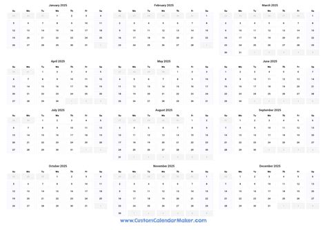 Year At A Glance Calendar Printable Free Hally Kessiah